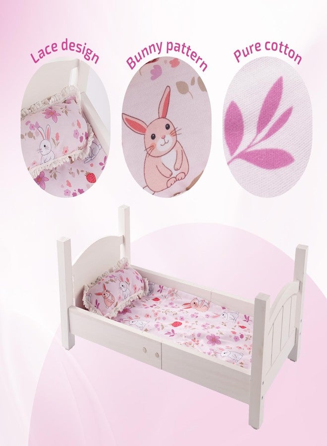 BABESIDE Reborn Baby Dolls Crib with Bedding, Wooden Babys Doll Bunk Bed for 17-20 Inch Dolls, Reborn Baby Doll Bunk Bed with Ladder Removable, Doll Bed for Gift, White - Image 3